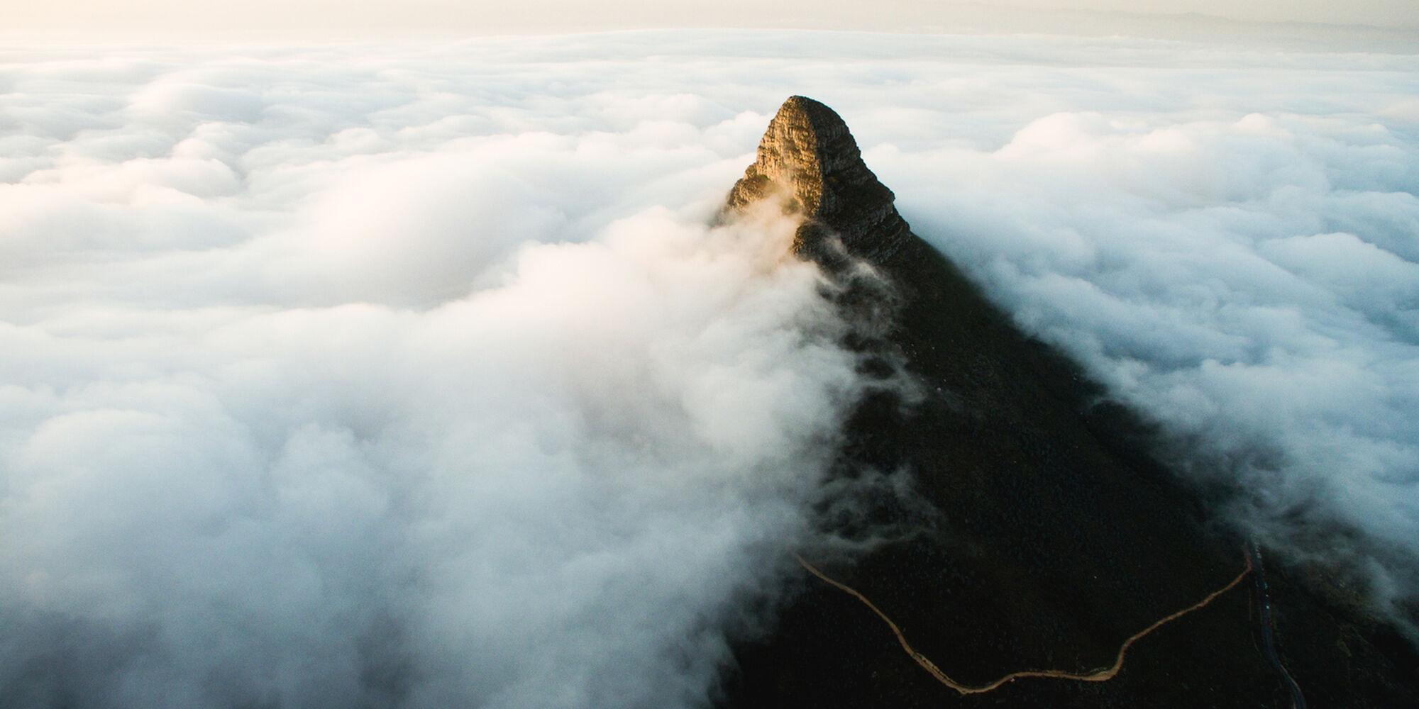 Lions head in the clouds view from Table Mountain