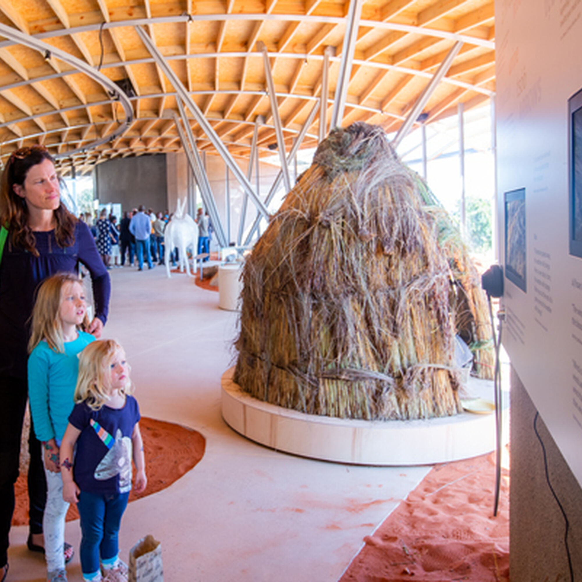 Khwa ttu Heritage Centre launch Petrus Vaalbooi and visitors in the new centre